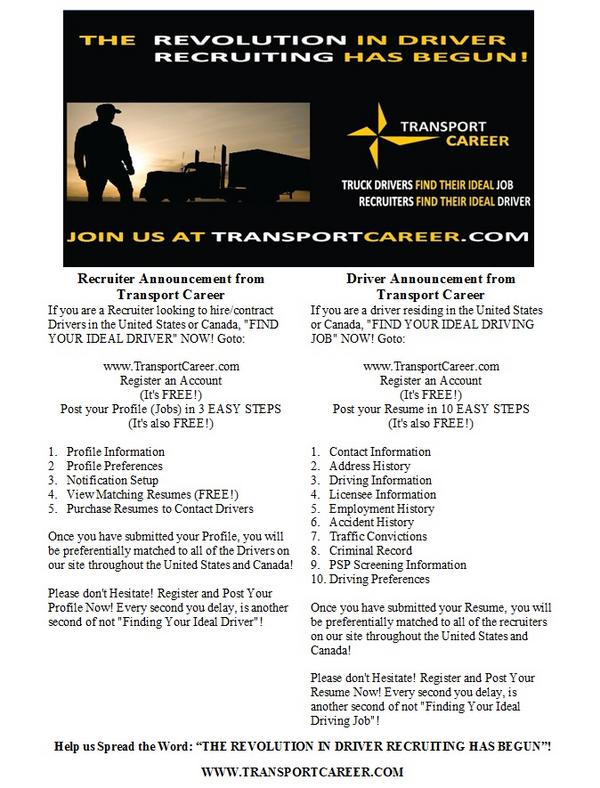 ASRSolutions's tweet image. Help us Spread the Word: “THE REVOLUTION IN DRIVER RECRUITING HAS BEGUN”!
bit.ly/UIjz02
#TransportCareer.com
