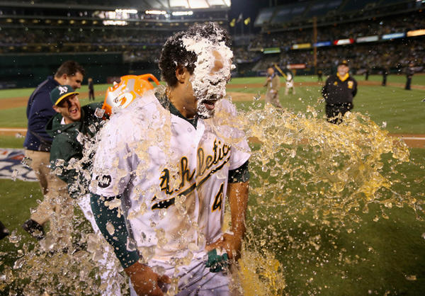 Athletics's tweet photo. Come to the game, stay for the pie! #OctoBERNIE http://t.co/Rx0IfjPX