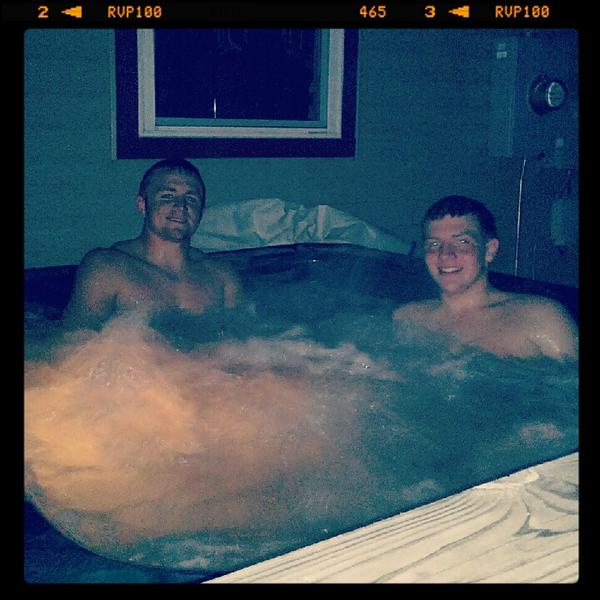 Hot tubbing with the best friend. #getjealous #footballnights @BryceJOldridge