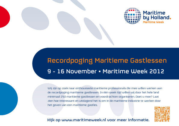 Doe mee: Recordpoging Maritieme Gastlessen (9-16 november). Zet de maritieme sector in de spotlights #MaritimeWeek2012