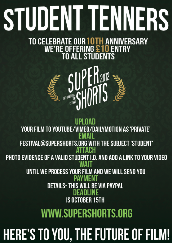 SuperShorts's tweet photo. @ikhsanapridho @LDNFilmAcademy You just need a valid Student I.D, £10 and a film! See picture for instructions: http://t.co/5UtI9Dvs