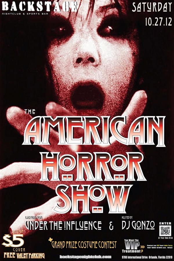 PartyBackstage's tweet photo. This Halloween, Backstage Nightclub presents: The American Horror Show! Saturday, October 27th #orlando #partybackstage http://t.co/oXVJsdzY