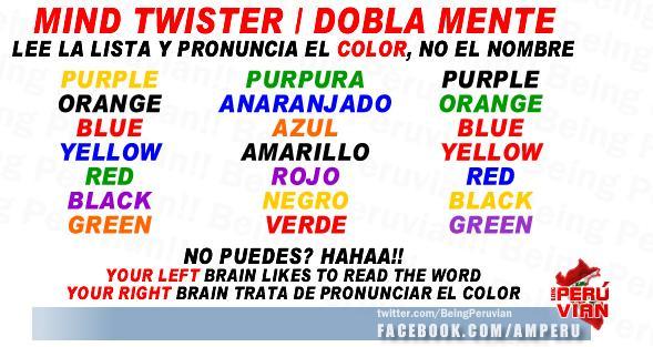 BeingPeruvian's tweet photo. Try this Brain Teaser, if you dare / Prueba Tu Poder Mental y el de tus amigos! Lee la lista.
#peru #latino http://t.co/8KnY42qK