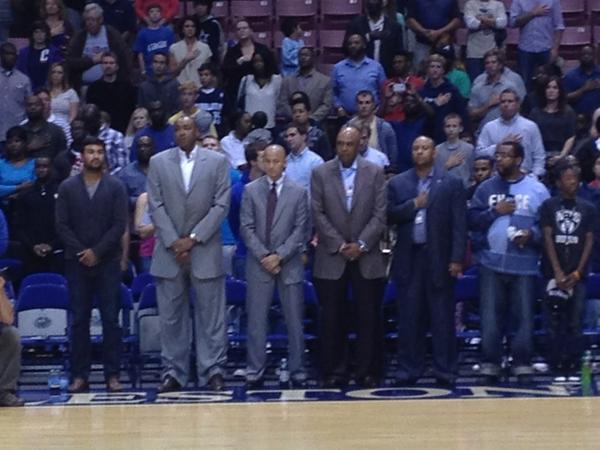 hornets's tweet photo. Cats execs in attendance - Pres Bball Ops #RodHiggins, GM #RichCho, Pres #FredWhitfield SrVp #SethBennett #CatsHornets http://t.co/dJ7g95ts