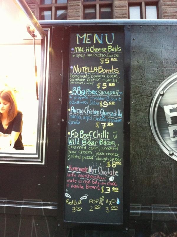 FDTruck's tweet photo. Food Dudes Nuit Blanche menu! Sold out by 4am! Thanks to everyone who came out! http://t.co/1j74eGO3