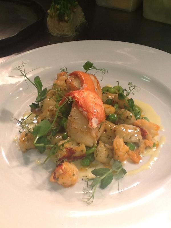 This really is madness!! Scallops &amp; lobster, homemade gnocchi, peas &amp; beans and a velvety beurre blanc. 1/2 price!!!!