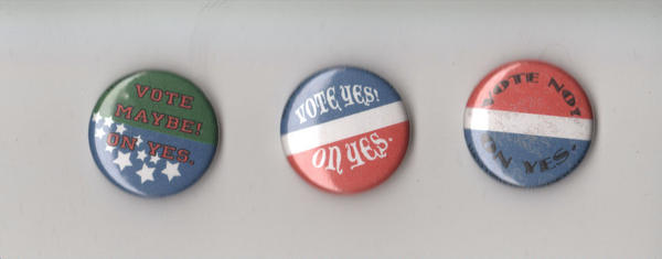 The #politicalbattle that is unspoken. #Vote about 'Yes'. $1.25 ($.75 s/h up to 6 buttons) Bulk perches are available.