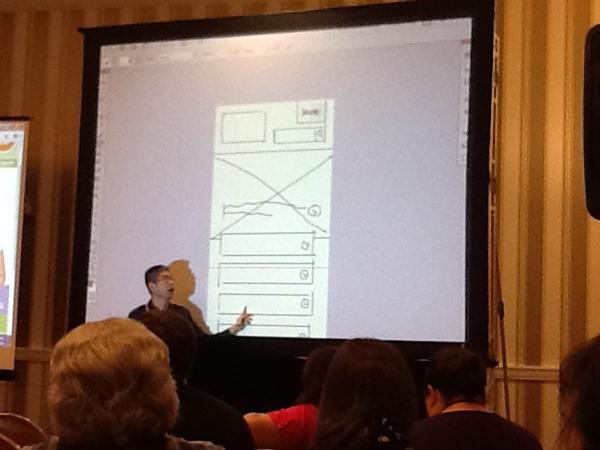 UXforNonprofits's tweet photo. Watching Bb UX smarties sketch a mobile site for CureSearch in the mobile design workshop! #bbinteractive http://t.co/hBlW6THl