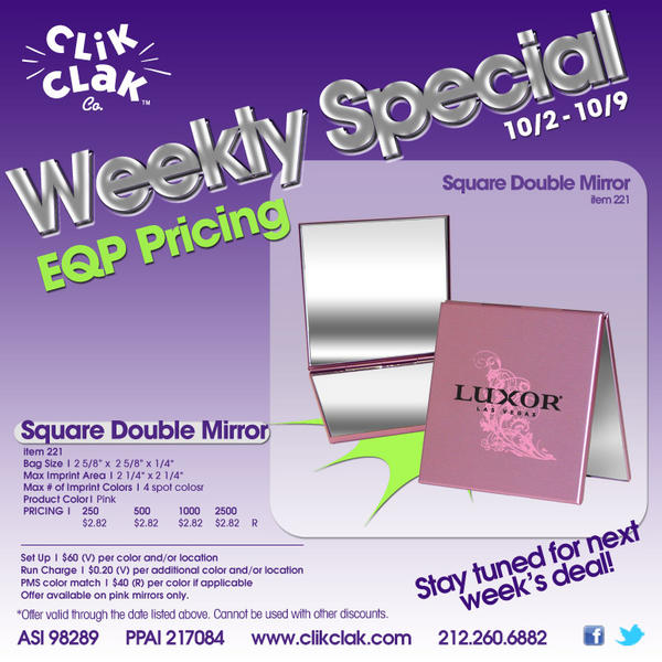 ClikClakCo's tweet photo. #SpecialoftheWeek Pink Double Mirrors! Don't miss out!
#promotionalgift #beautydeal http://t.co/iIXFaIeJ