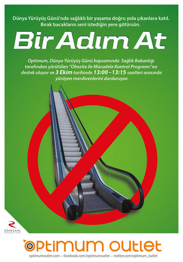 Obeziteyle mücadele adına biz de bir adım atıyor, bugün 13.00-13.15 arasında yürüyen merdivenlerimizi durduruyoruz.