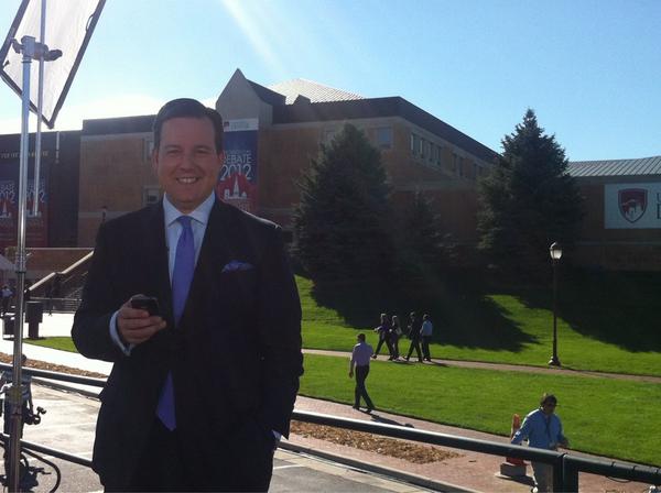 SarahCourtneyFN's tweet photo. Live from the University of Denver @edhenryTV getting ready to report on the big debate! http://t.co/Teno1p3m