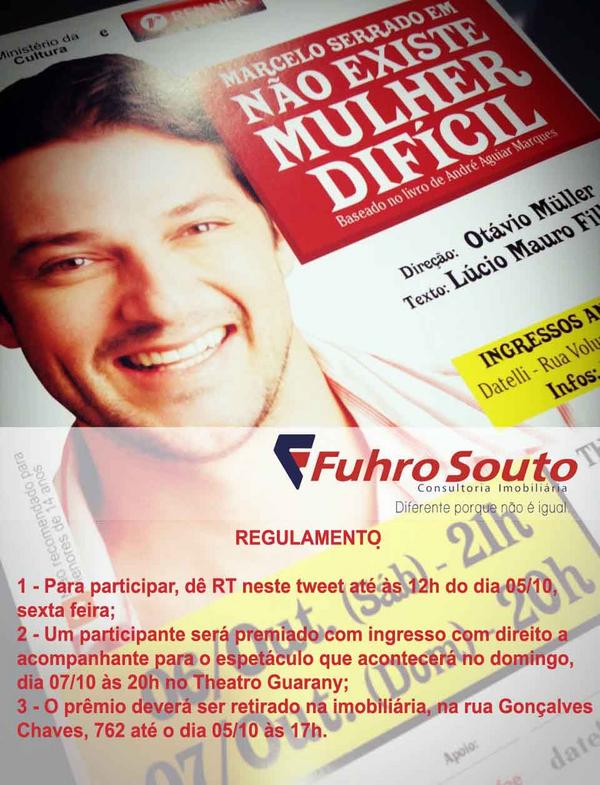 fuhrosouto's tweet photo. Dê #RT: Quem quer assistir ''Não existe Mulher Difícil'' no domingo? A @fuhrosouto te leva! http://t.co/4JaZo11p
