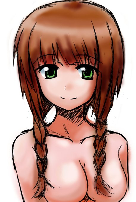 おたわむれでお下げっ娘。アニメ塗りに慣れすぎたな。どうにも厚塗りタイプのような塗りを理解できてないんだわよ。 