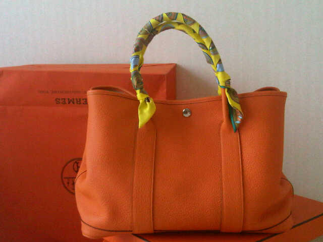 ComeBAGtoMe on X: Preowned Hermes Garden Party Orange with twilly