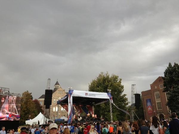 CBSNewsColorado's tweet photo. RT @ValCBS4: The Lumineers are playing, the storm is rolling in. #DebateFest #DebateDenver http://t.co/kR1Qk78r