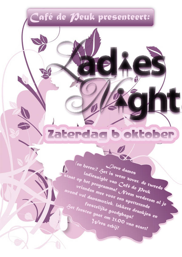 CafedePeuk's tweet photo. Zaterdag as. is het weer zover! Ladiesnight nr. 2 gaat vanaf 21u van start! Wees erbij en maak kans op leuke prijzen! http://t.co/XX2JbJXg