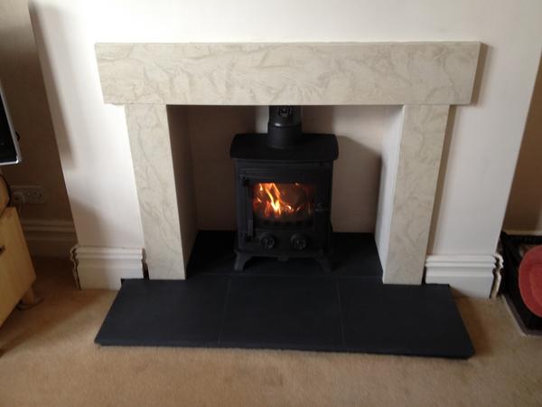 thefirebarn's tweet photo. Yeoman Exmoor in a Fantasia stone chamber and slate hearth lit for the first time today in Southport. http://t.co/wwzqX8RA