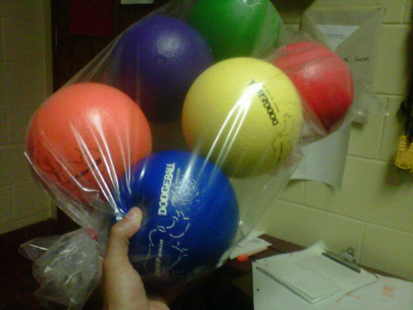 LAGunnns's tweet image. Fresh, unopened bag of pristine dodgeballs. A grown man shouldn't get so excited over such things. #PhysEdProbs