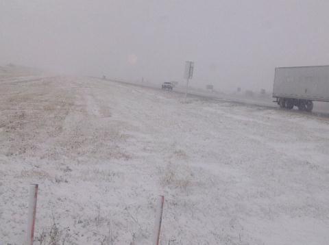 Snow piles up on the Trans-Canada Highway