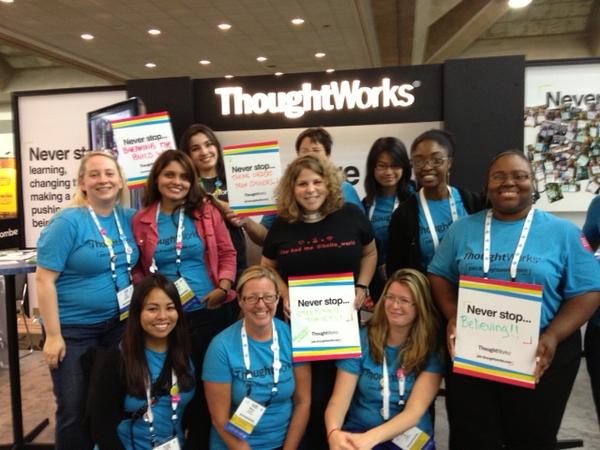 NoSQLDistilled's tweet image. Never stop...stop by @thoughtworks booth and tell us what you&apos;ll never stop doing! #ghc12