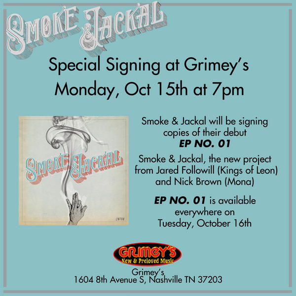 Grimeys's tweet photo. Please join us on 10/15 at 7PM @Grimeys  for a special @SmokeJackal signing of their brand new LP/CD "EP No 1"! http://t.co/zmbajZcu