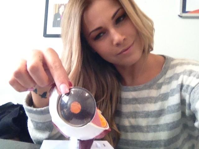 At Dr. Wolfe's office getting ready for my LASIK procedure. Studying this little eye object http://t<a href="/tag/chanel1z"class="tags"><span>#chanel1z</span></a>