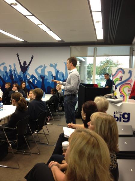 glennalan's tweet image. Mark Evans speaking at Think Big School in Slough.  #o2thinkbig