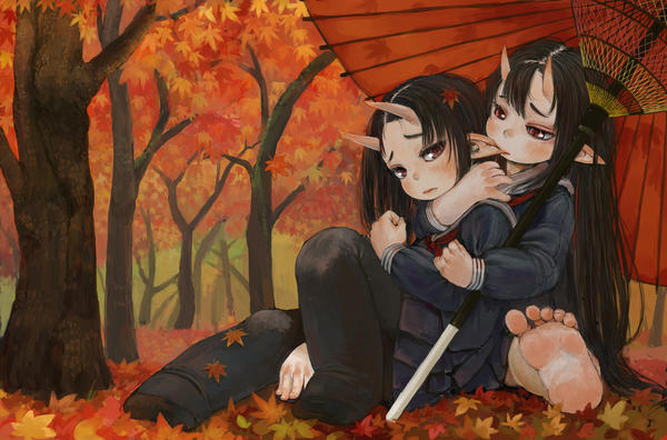 「夜中にうpした鬼娘ちゃんたちの眼鏡無し差分さん。(*'∀`*)ヘンカナシ 」|🍑エビ桃🍑ﾃｨｱ え08aのイラスト