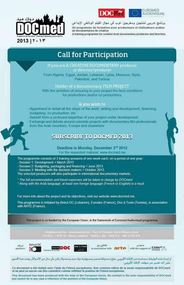 jadabikhalil's tweet photo. Suscribe To DOCmed 2013.
Deadline December 3rd 2012 http://t.co/6LJvsBTK