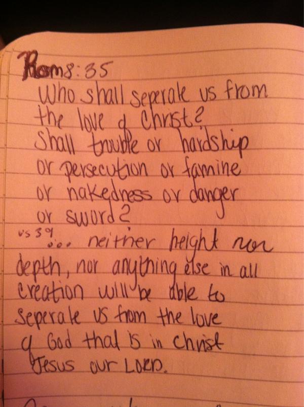 JoyHeisel's tweet image. Romans 8:35;39 is so good! Nothing can separate US from the LOVE of God. #TrustingJesus