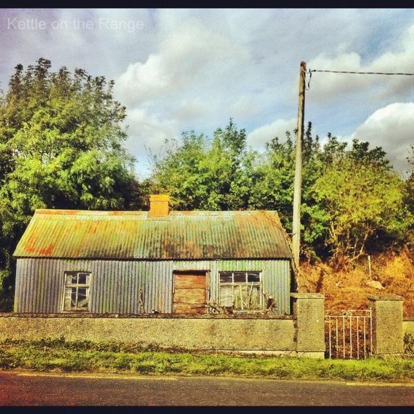 An abandoned cottage made from galvanised iron at Davidstown, Co. Wexford. Thanks to kettle on the range