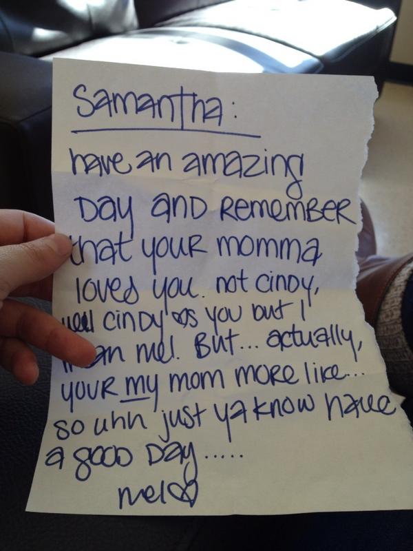 samcark06's tweet photo. Thanks peach @mzwaag #suprisenote #mommalovesme http://t.co/6EJqg6rI