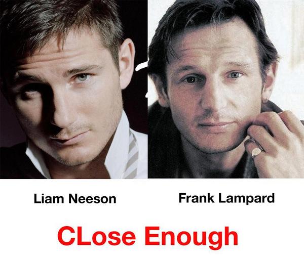 AdhamCFC's tweet photo. Frank Lampard and Liam Neeson #CloseEnough http://t.co/RjNqT7QO