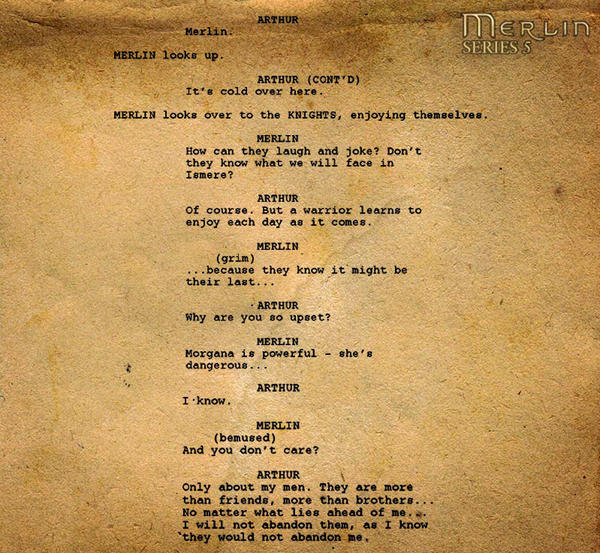 MerlinOfficial's tweet photo. The original script from this scene... #Merlin #MerlinReturns http://t.co/7g0PIt8q
