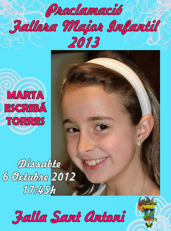 En 1h estaremos proclamando a nuestra Fallera Mayor Infantil 2013. MARTA ESCRIBÁ TORRES