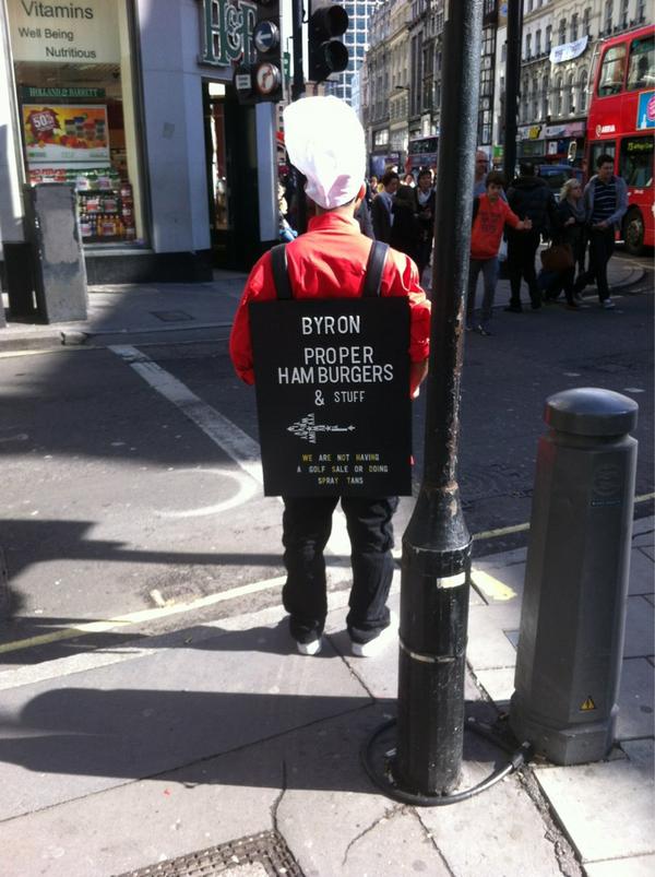 MrMattLister's tweet image. Me and @murray_webber highly amused by the #ByronBurger advertising board man. Ha (smallprint)