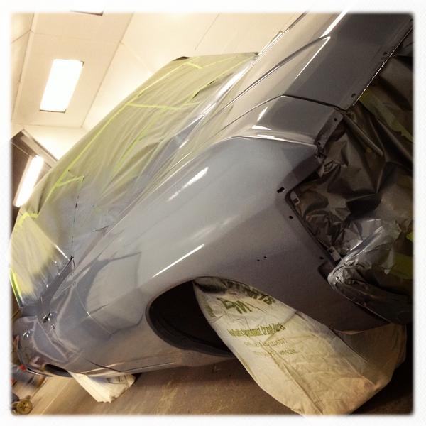 DavesAutoBody's tweet image. Clearcoat finished! Next week we'll reinstall the trim and get ready for the new vinyl top. #67caprice