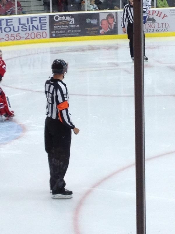 sgallagher77's tweet image. My boy Dave Lewis reffing the Marlies game in Cobourg. His first game with his NHL contract #bigwheel #proref