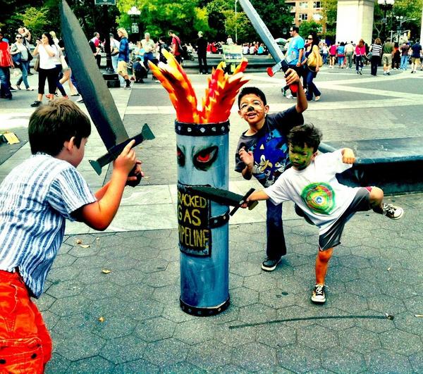 Imaginengine's tweet photo. 3. Kids conquer #fracking monster for clean drinking water. #Top10 #ows #DayofPlay #OccupySesameSt @occupywallstnyc http://t.co/MdUyORSe