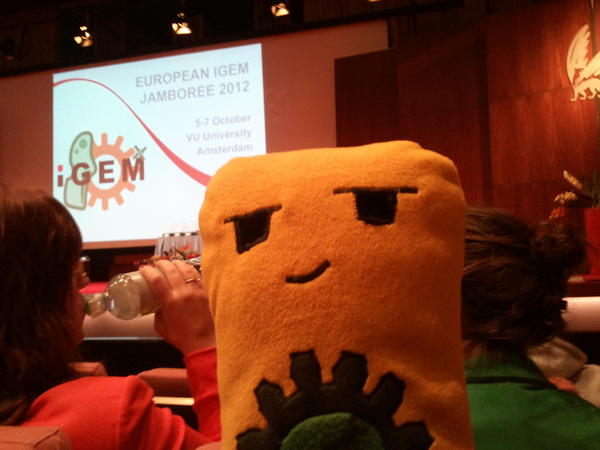 And now the plushie is at the Award Ceremony. #iGEM2012Europe