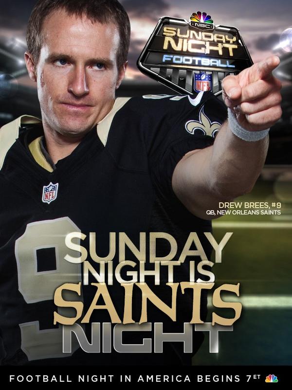 SNFonNBC's tweet photo. TWEET BATTLE (Most RTs Win)
ReTweet this if you think Tonight will be Drew Brees &amp; The @Saints Night #SNF http://t.co/4GrER7fm