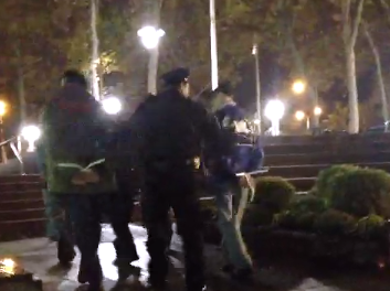 CourtneyPFB's tweet photo. Veterans being led away in handcuffs in #NYC. #NYPD have no respect. http://t.co/RsjuWRZK