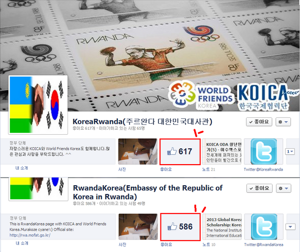 The number of 'LIKE' of the Embassy's Facebook pages have reached 1,200, including Korean version !