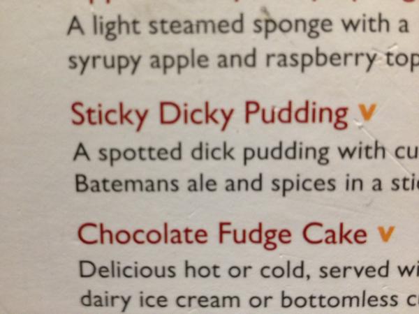 Lejlighedsvis For pokker Northern Andrew Jordan on Twitter: "Blimey !! In a Toby Carvery and had a shock when  the lady asked if I'd like a sticky dicky pudding http://t.co/QTfEGvFA" /  Twitter