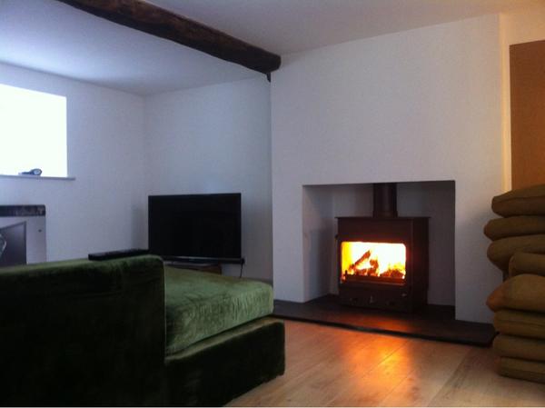 Woodwarm fireview 12+ we just finished this stunning stove installation, our customer loves the wide glass front!!