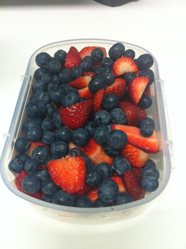 My daily snack tub. Soooo good 🍓 #BestFood #strawberry #blueberry #berrygoodness #YUM