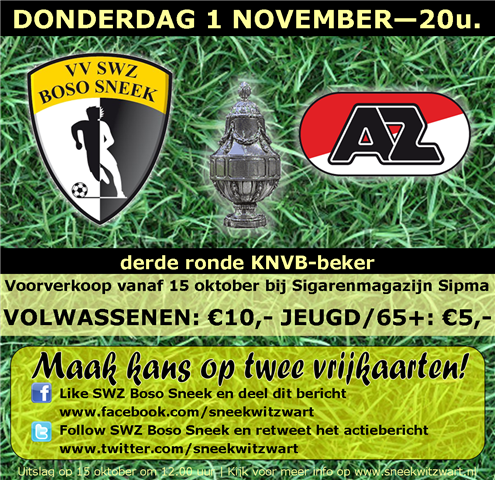SneekWitZwart's tweet photo. WINACTIE: volg @SneekWitZwart, RT dit bericht en maak kans op 2 vrijkaarten voor #swzaz! Info http://t.co/f3amLSHP http://t.co/JyXeLEmR
