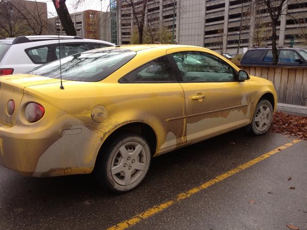 heatherDsimpson's tweet image. I swear my car was yellow! Damn gravel roads!  #NeedAnAlignment