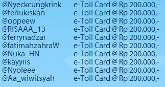 wrausahamandiri's tweet photo. Slamat jg utk 10 org yg namanya tercantum dlm twitpic ini. Kmu berhak atas hadiah eToll Card #run4ournation Rp 200rb :) http://t.co/pcE91XET