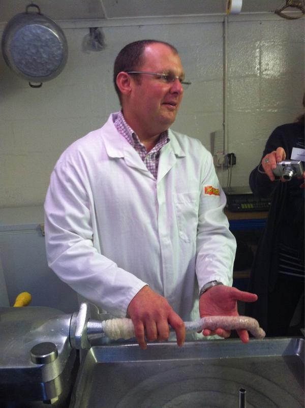 WeddConcierge's tweet image. Making sausages with James White, Cranswick based Master Butcher and @Welcome2Yorks @yorksfoodfinder @carrhousefarm